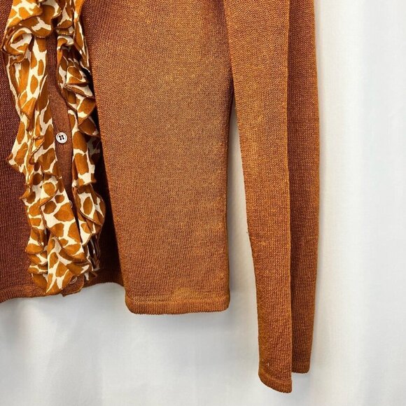 Doncaster Womens Button Up Cardigan Sweater Multicolor Giraffe Long Sleeve M - Picture 8 of 11